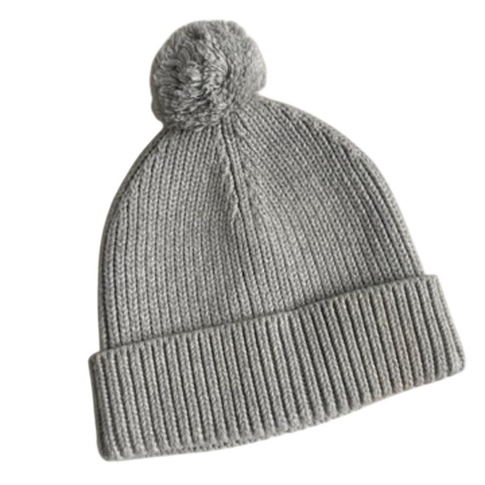 Jamie Kay Simple Rib Beanie Pom Pom Hat - Pale Blue Grey - O/S